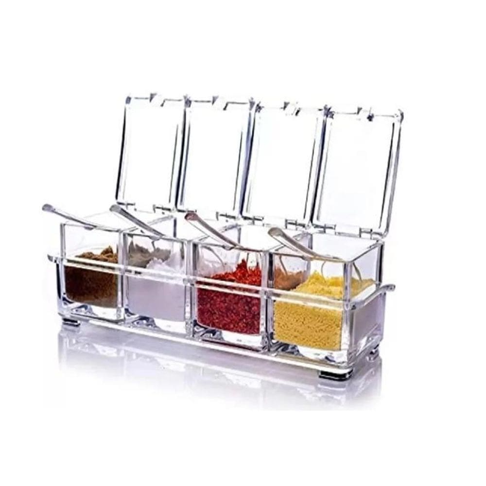 Porta Condimento Tempero Acrilico 4 Potes