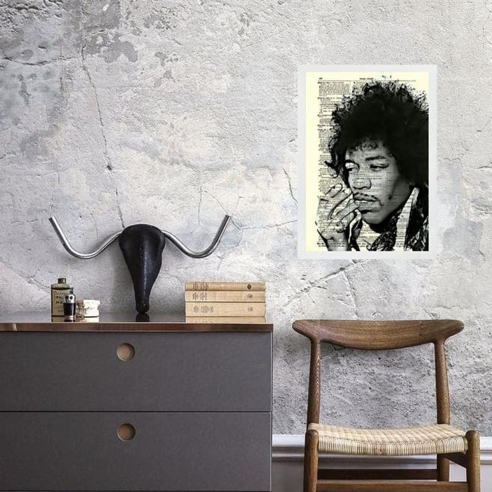 Quadro Vintage Jimi Hendrix 45X34Cm