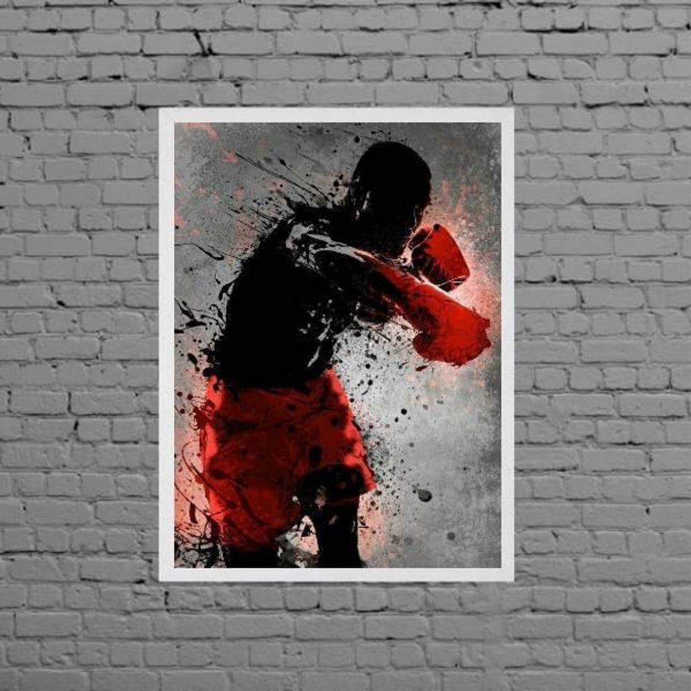 Quadro Decorativo Lutador De Boxe 33X24Cm - Com Vidro