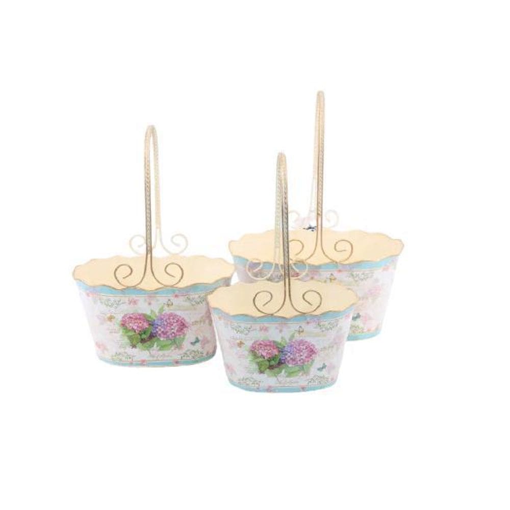 Vasos Cachepot De Metal 18Fx-649C Jogo 03 Peças