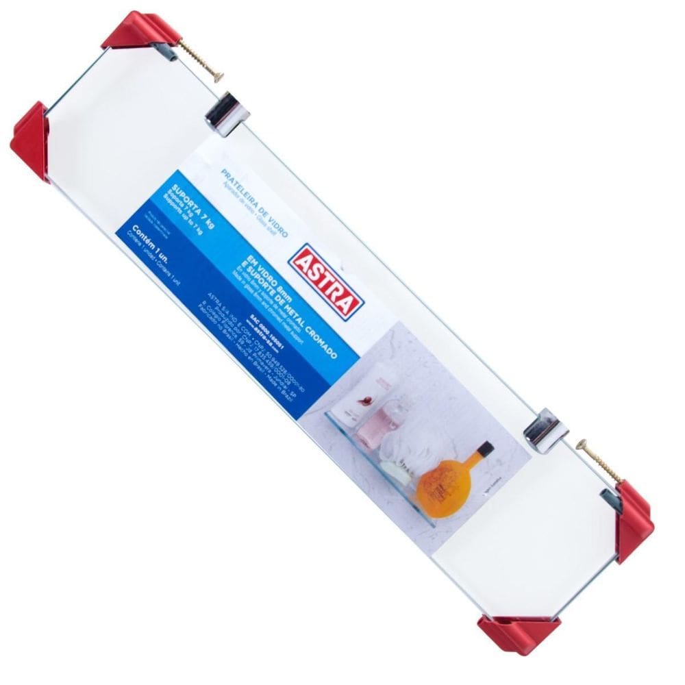 Prateleira Vidro Banheiro Porta Shampo Incolor 50X15Cm Astra