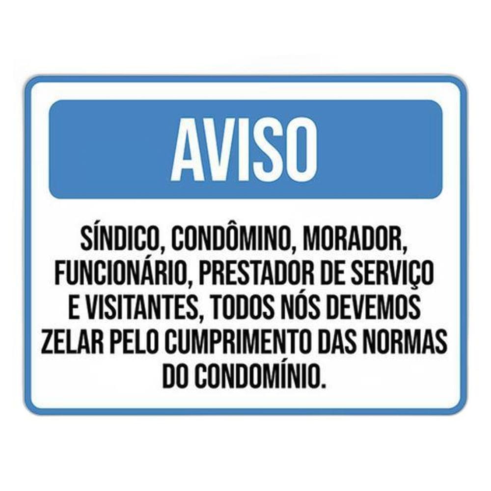 Kit 3 Placa Sóindico Condômino Morador Funcionário 36X46