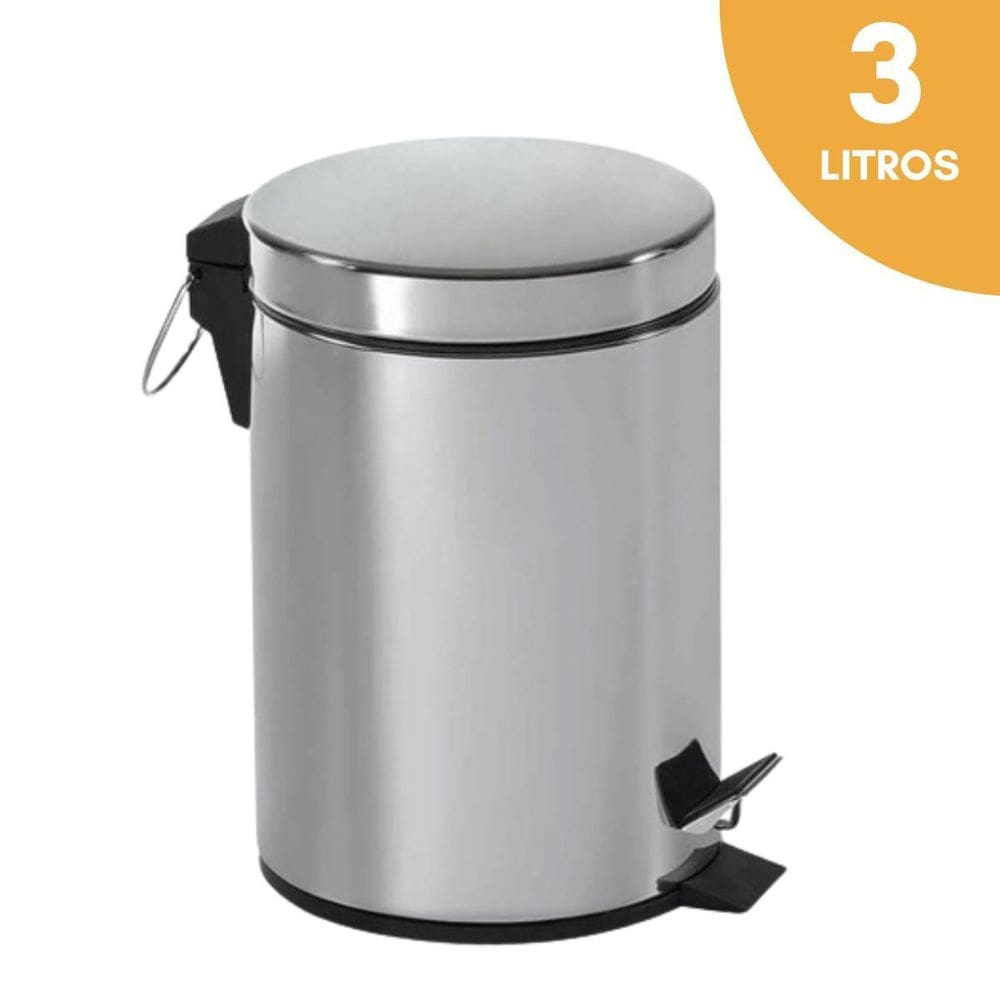Cesto De Lixo Inox 3L Com Pedal E Balde Removível
