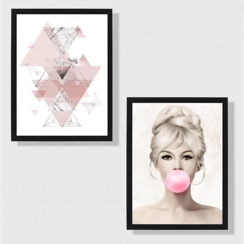 Kit 2 Quadros Decorativos Brigitte Bardot 33X24 Preta