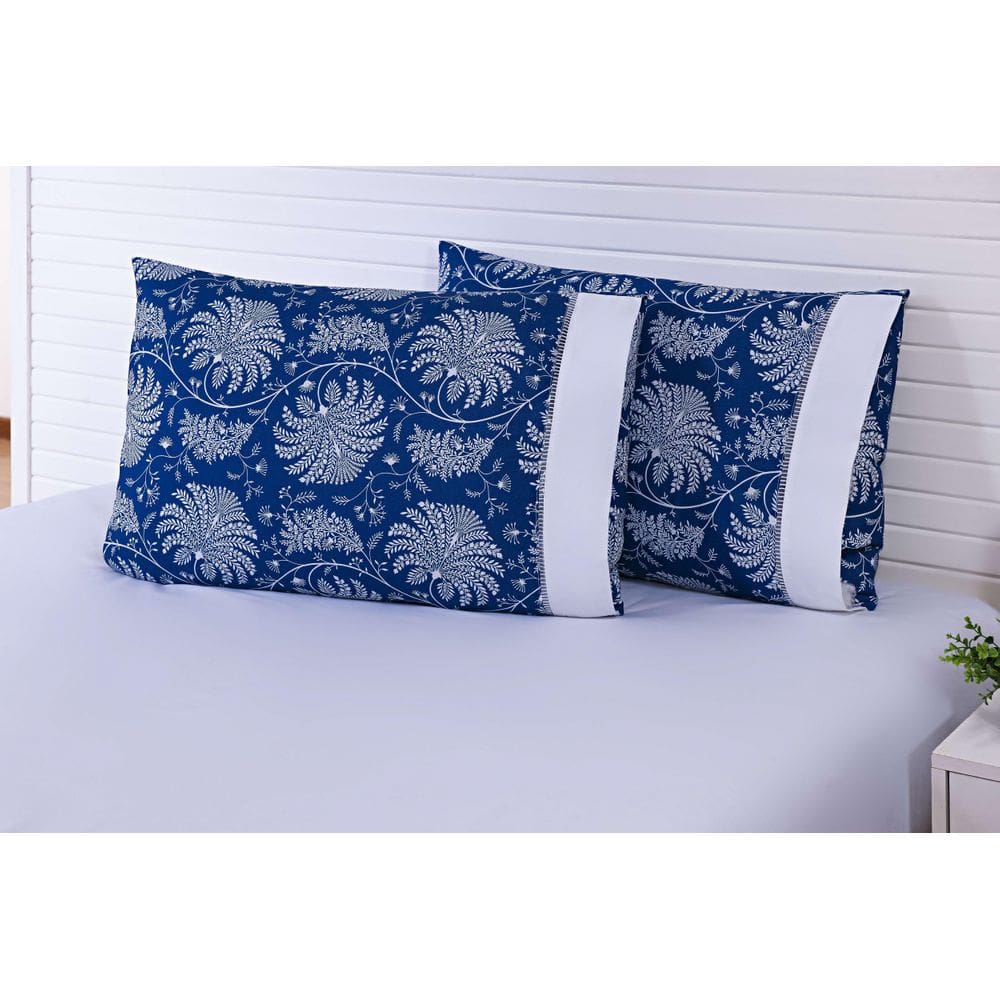 Jogo Lençol King Size 3 Peças Casal 150 Fios Azul Mandala