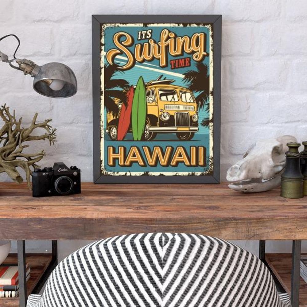 Quadro Decorativo Surfing Hawai 45X34Cm