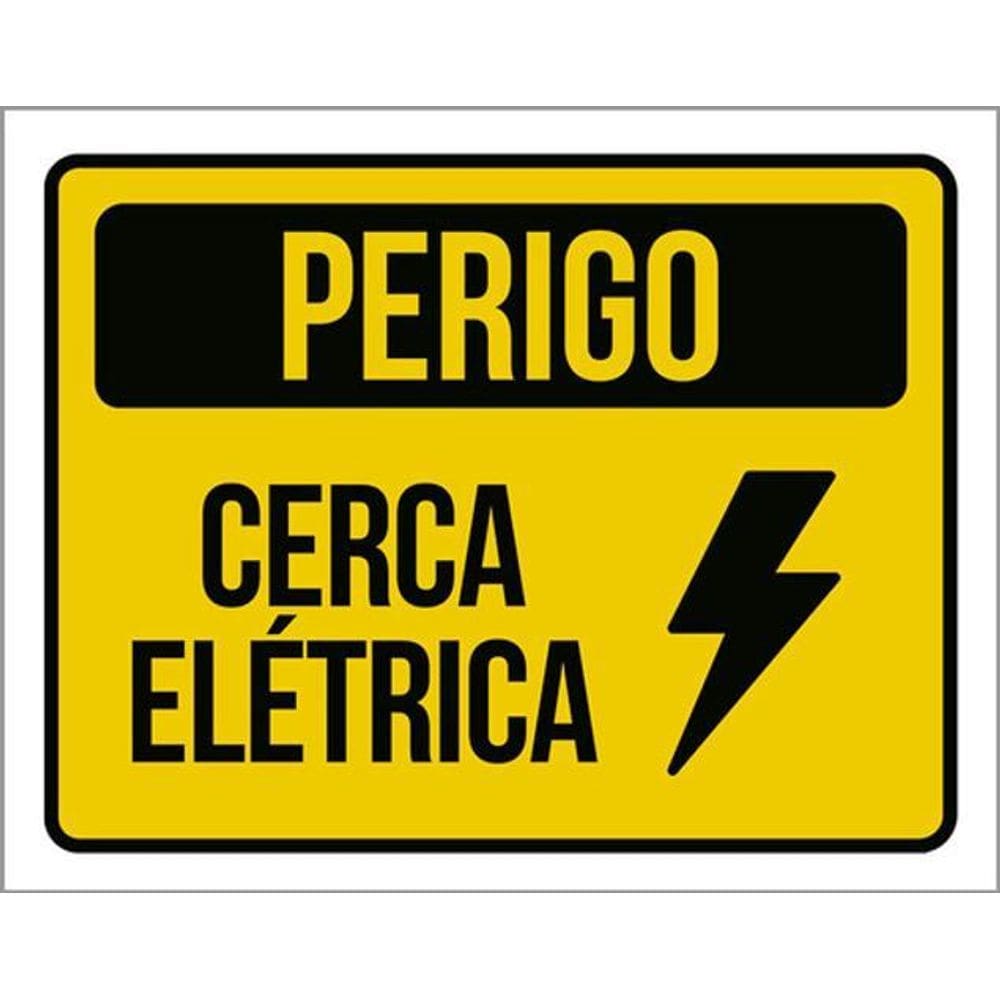 Kit 3 Placas Perigo Cerca Elétrica Amarela 36X46