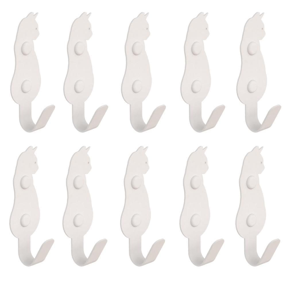 Kit 10 Ganchos De Parede Decorativo Pendurador Bolsa Branco