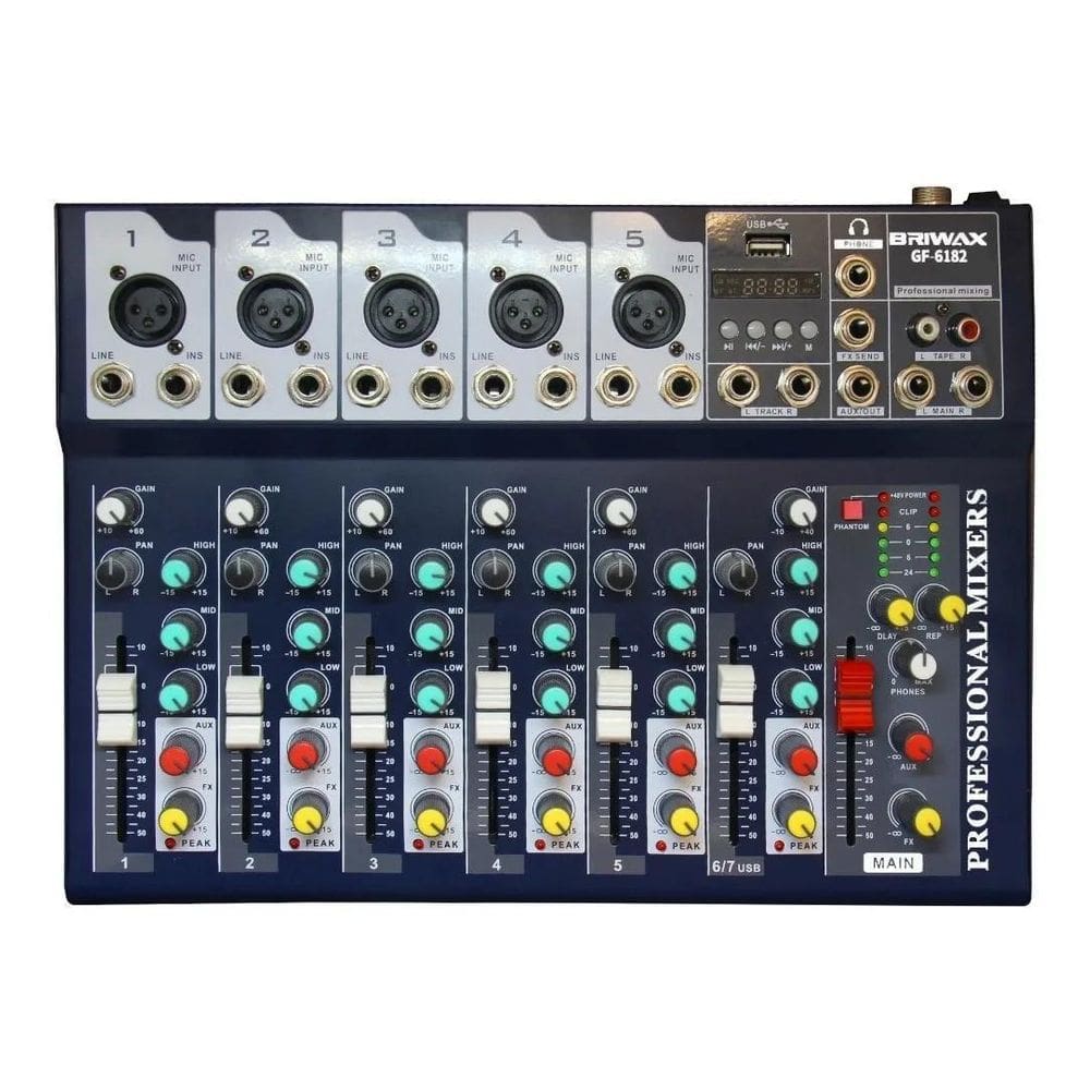 Console Mesa De Som 7 Canais Misturador Gf-6182 110/220