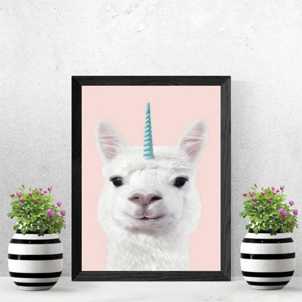 Quadro Decorativo Lhama Unicórnio 24X18Cm