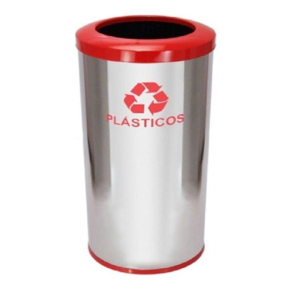 Lixeira Em Aço Inox Com Aro Pintado 50L