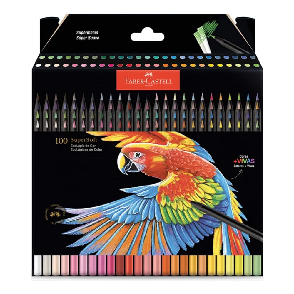 Lapis De Cor Supersoft 100 Cores Faber Castell Novo Estojo