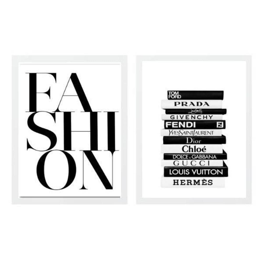 Kit 2 Quadros Decorativos Livros Fashion 24X18Cm