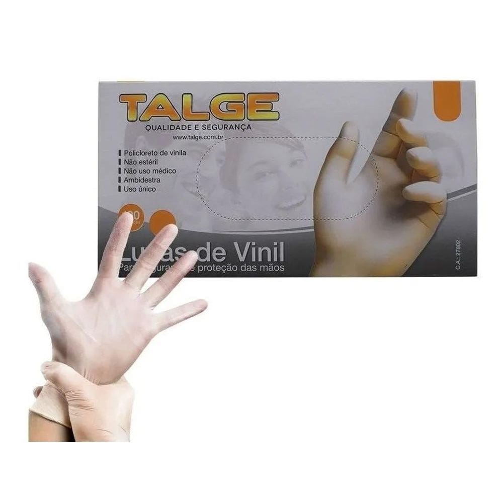 100 Luva Vinil Procedimento Antialérgica  1Pct  P Sem Pó