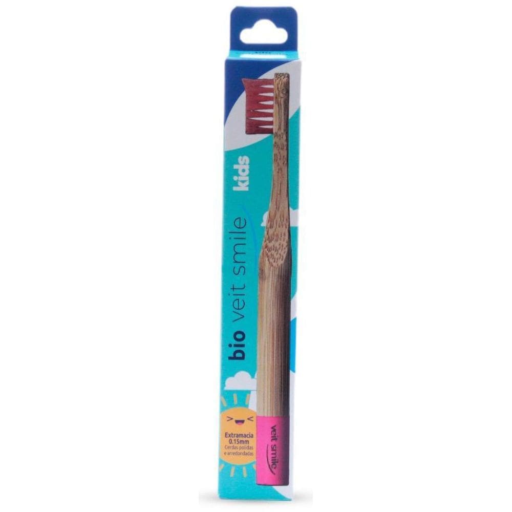 Escova De Dente Bambu Infantil Veitsmile Rosa
