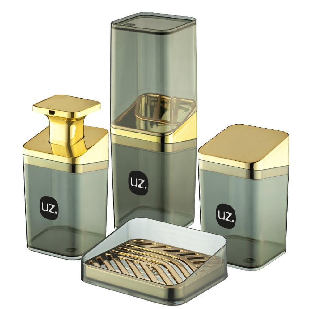 Kit De Banheiro Completo 4 Peças - Uz - Preto