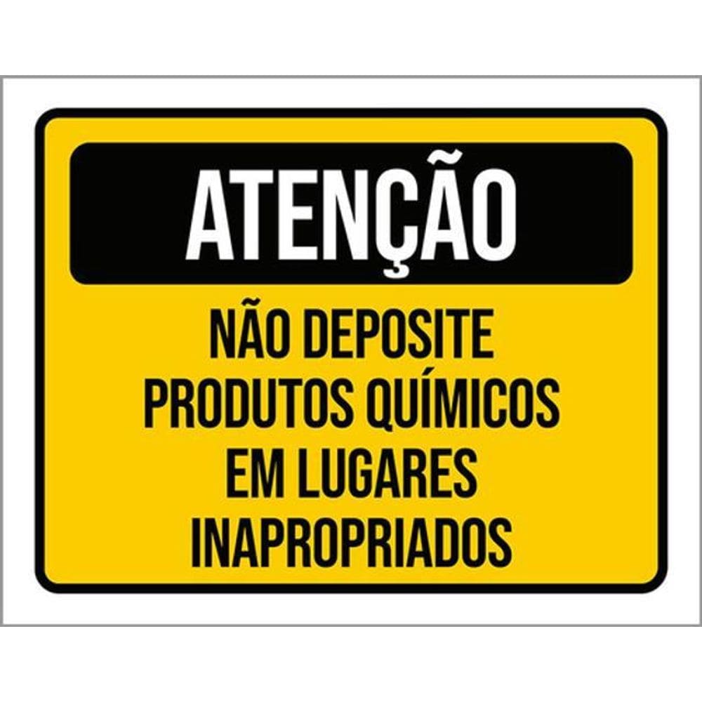 Kit 5 Placas Atenção Não Deposite Produtos Químicos