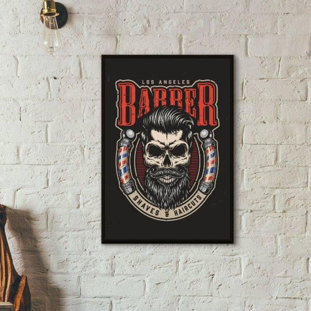 Quadro Decorativo Los Angeles Barber Shop 34x23Cm