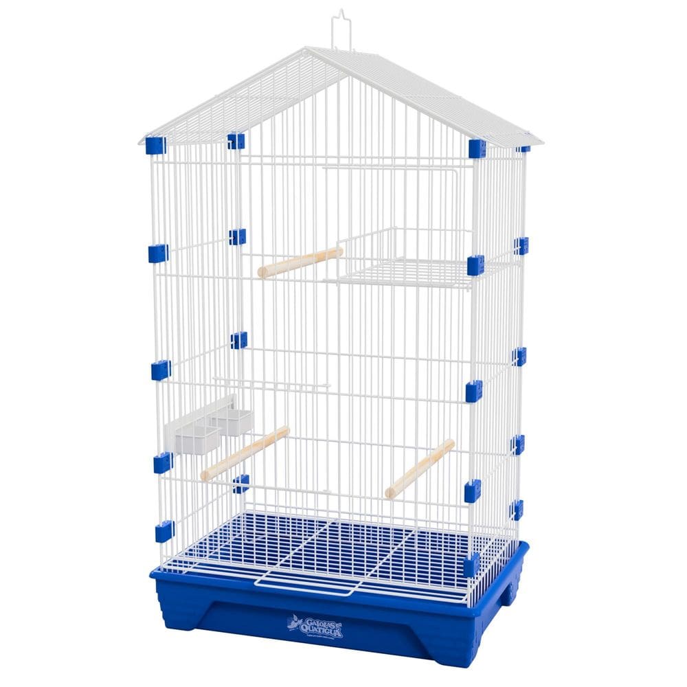 Gaiola Periquito Malha Fina Pássaros - Branco Azul