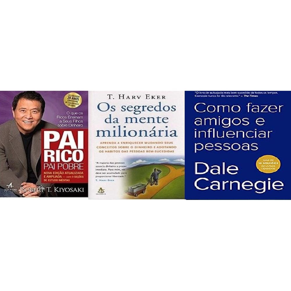 Kit 3 Livro Pai Rico Segredos Da Mente Como Fazer Amigos