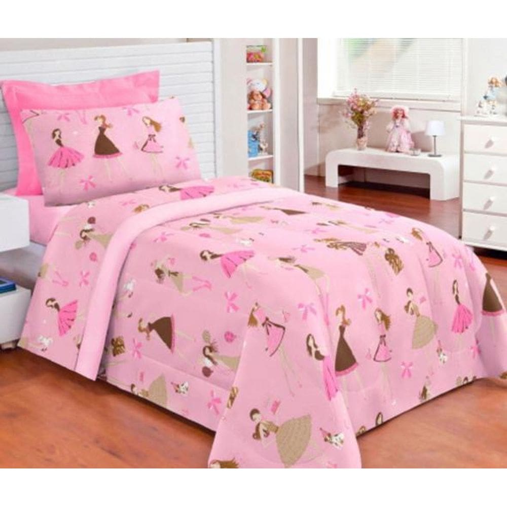 Edredom Solteiro Dupla Face 100% Poliéster - 2 Pecas