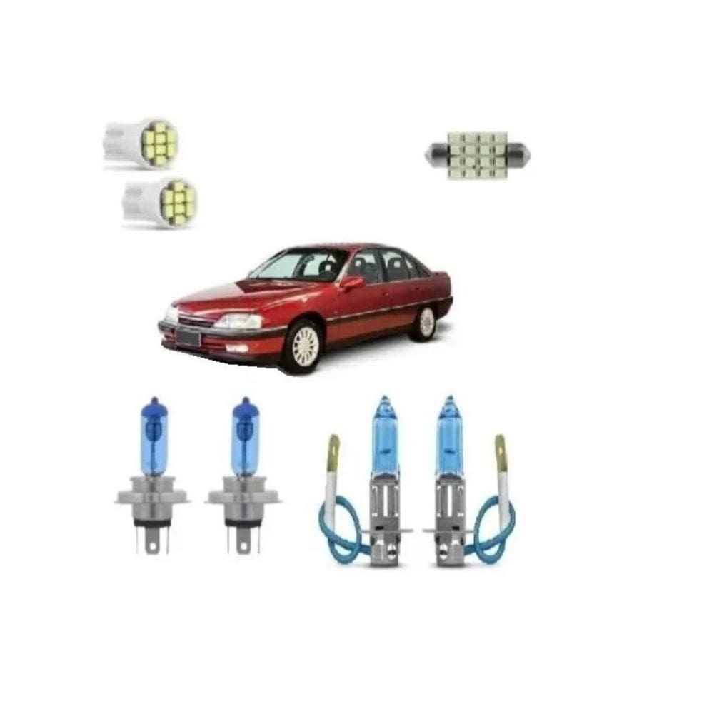 Kit Lâmpada Gm Chevrolet Omega Super Branca Farol H4 H3 Led