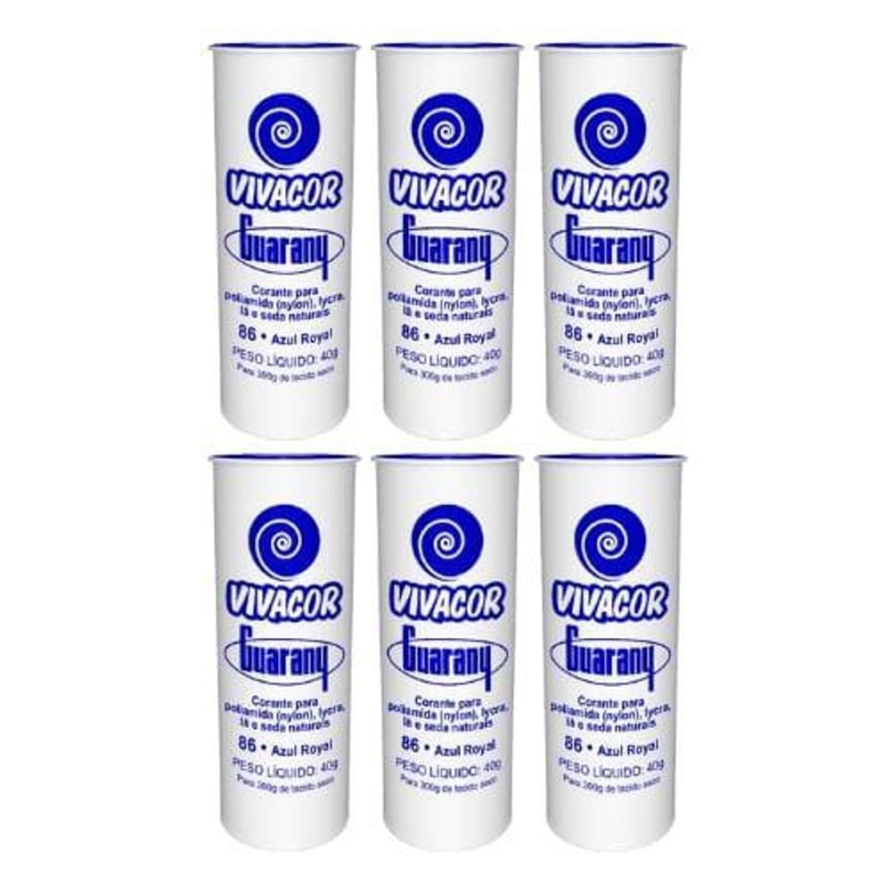 Tinta Tecido Corante Roupas Vivacor Guarany 6U Azul Royal