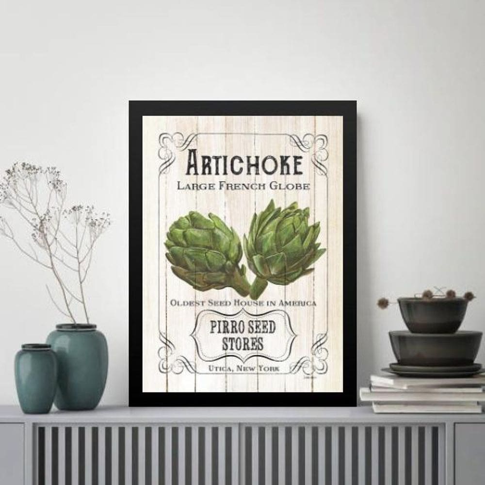 Quadro Vintage Para Cozinha Alcachofra 33X24Cm