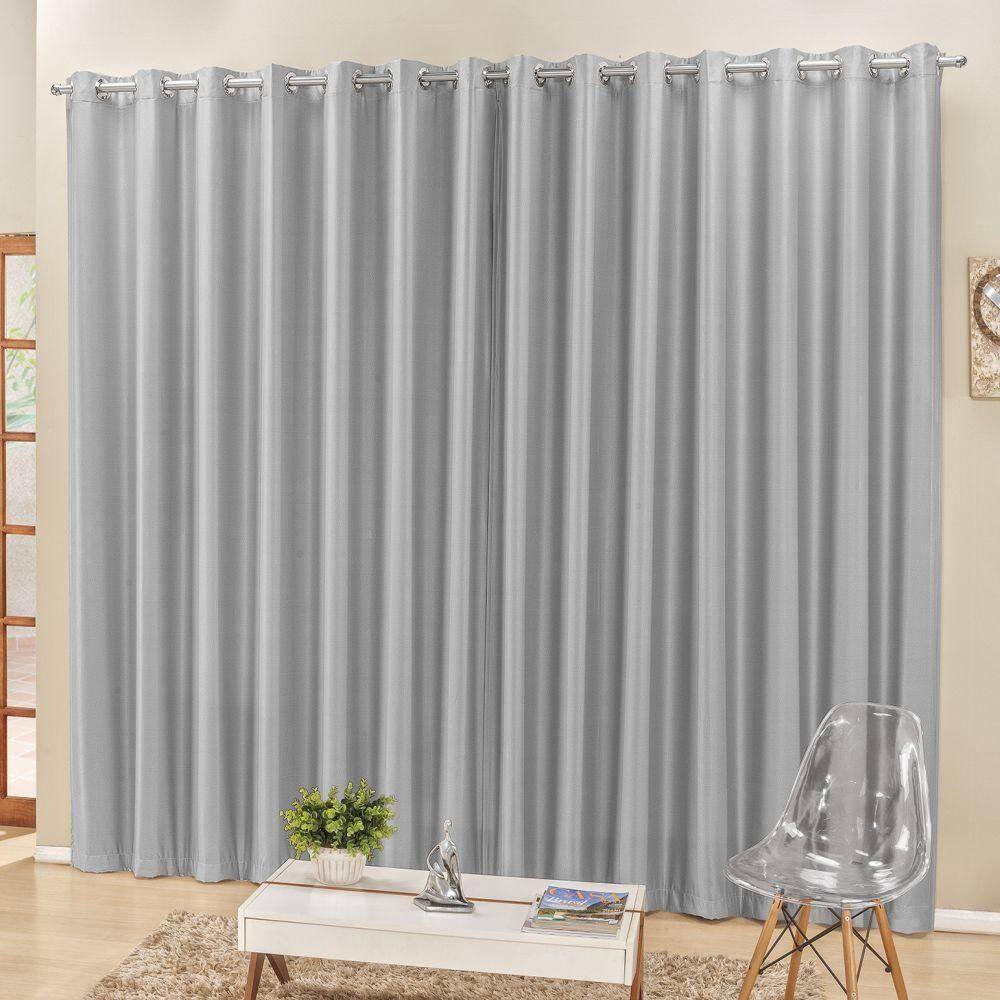 Cortina 4M Escritório Semiblackout Trilho Suisso Cinza