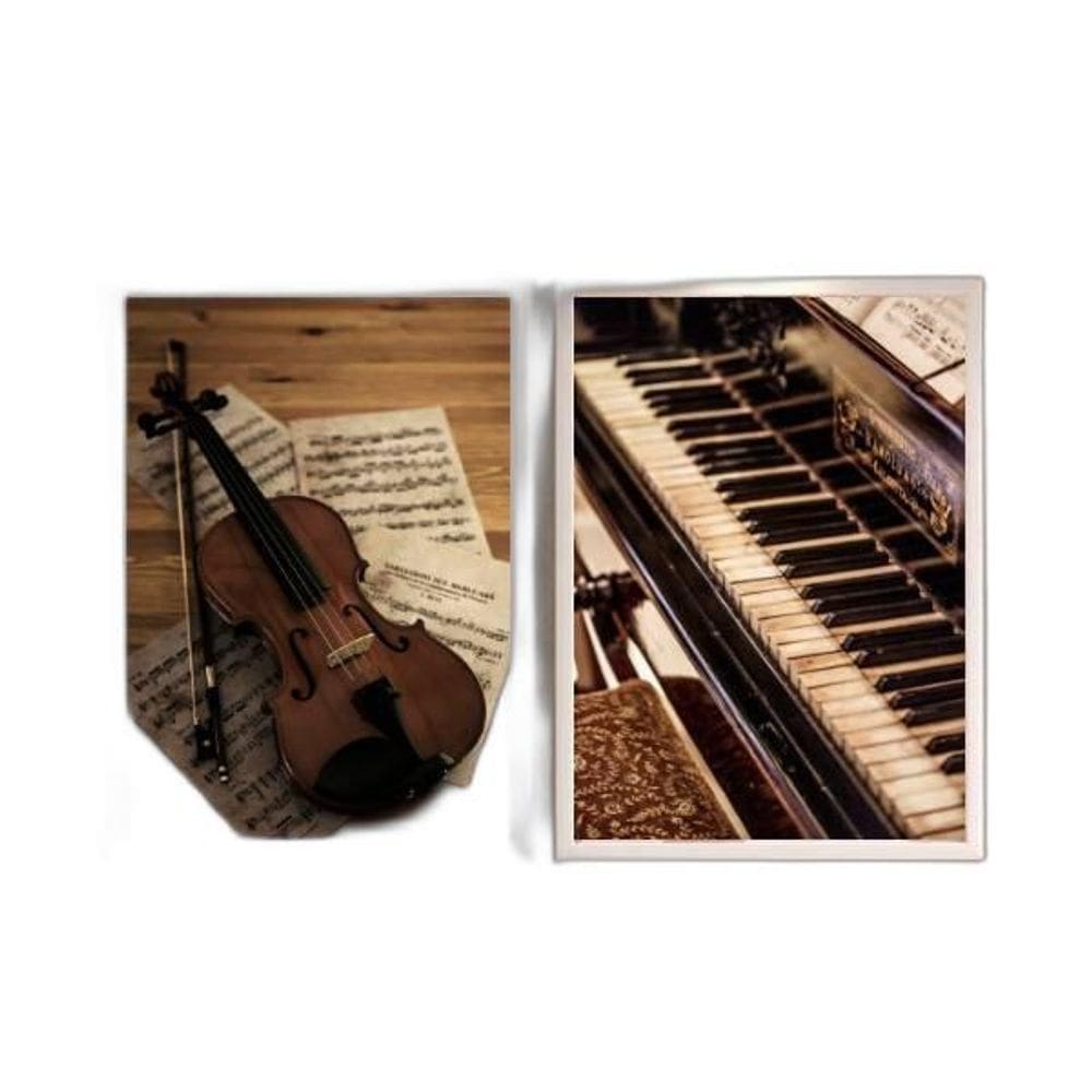 Kit Quadro Decorativo Piano E Violino 45x34cm 2 Peças