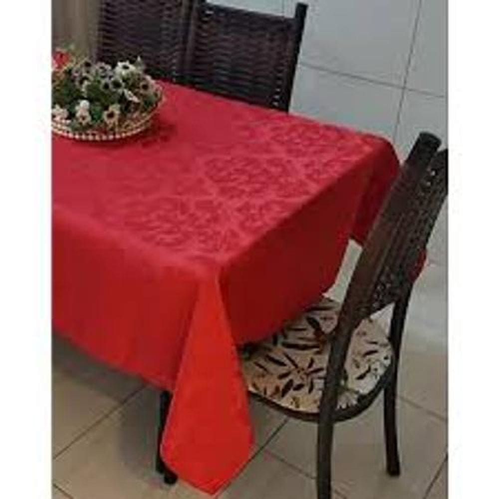 Toalha De Mesa Tecido Jacquard Vermelho 1,40X1,50
