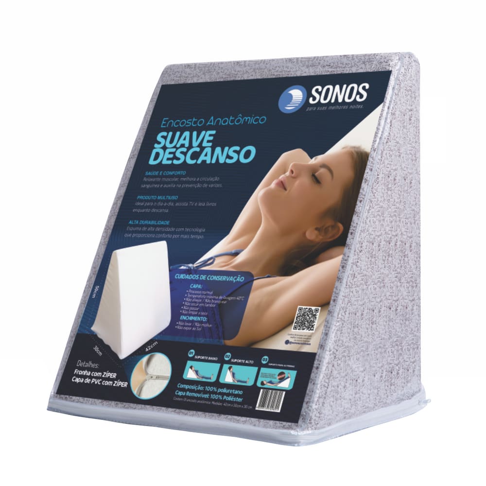Encosto Travesseiro Anatômico Sonos Suave Descanso Com Capa