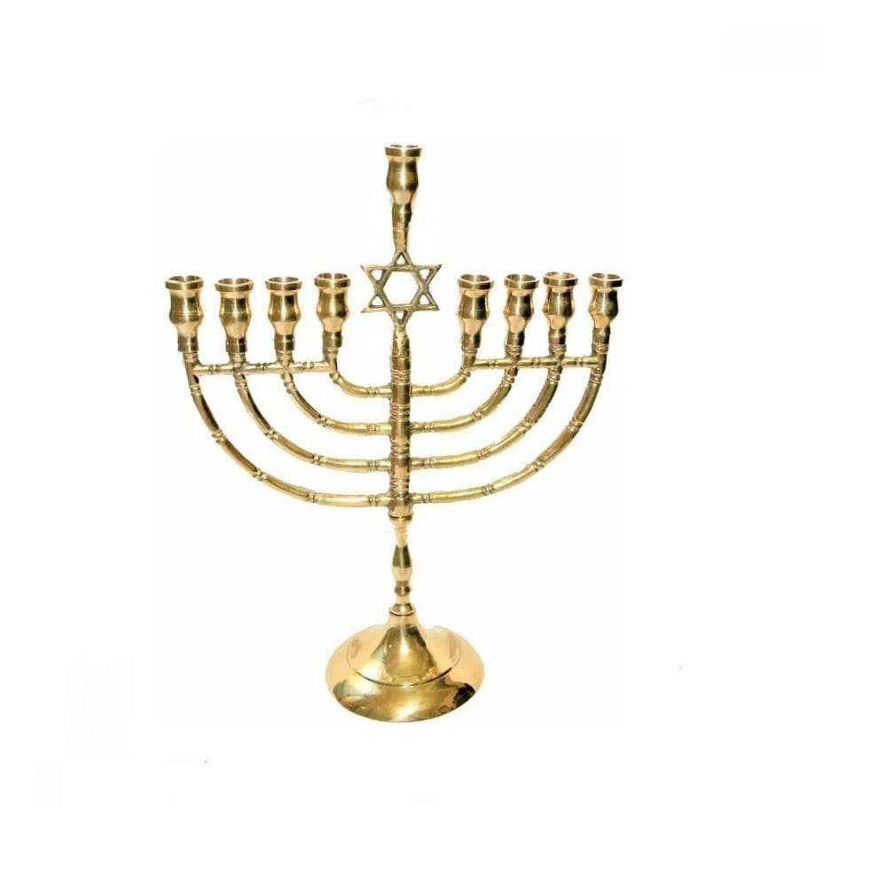 Candelabro 9 Velas Bronze - Menorá - Israel 27X21 Cm
