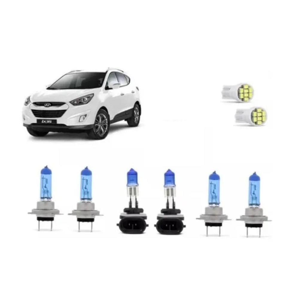 Kit Lâmpadas Farol + Milha Luz Super Branca E Led Ix35