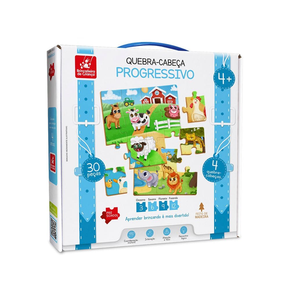 Quebra-Cabeça Progressivo - Animais - Brincadeira de Criança