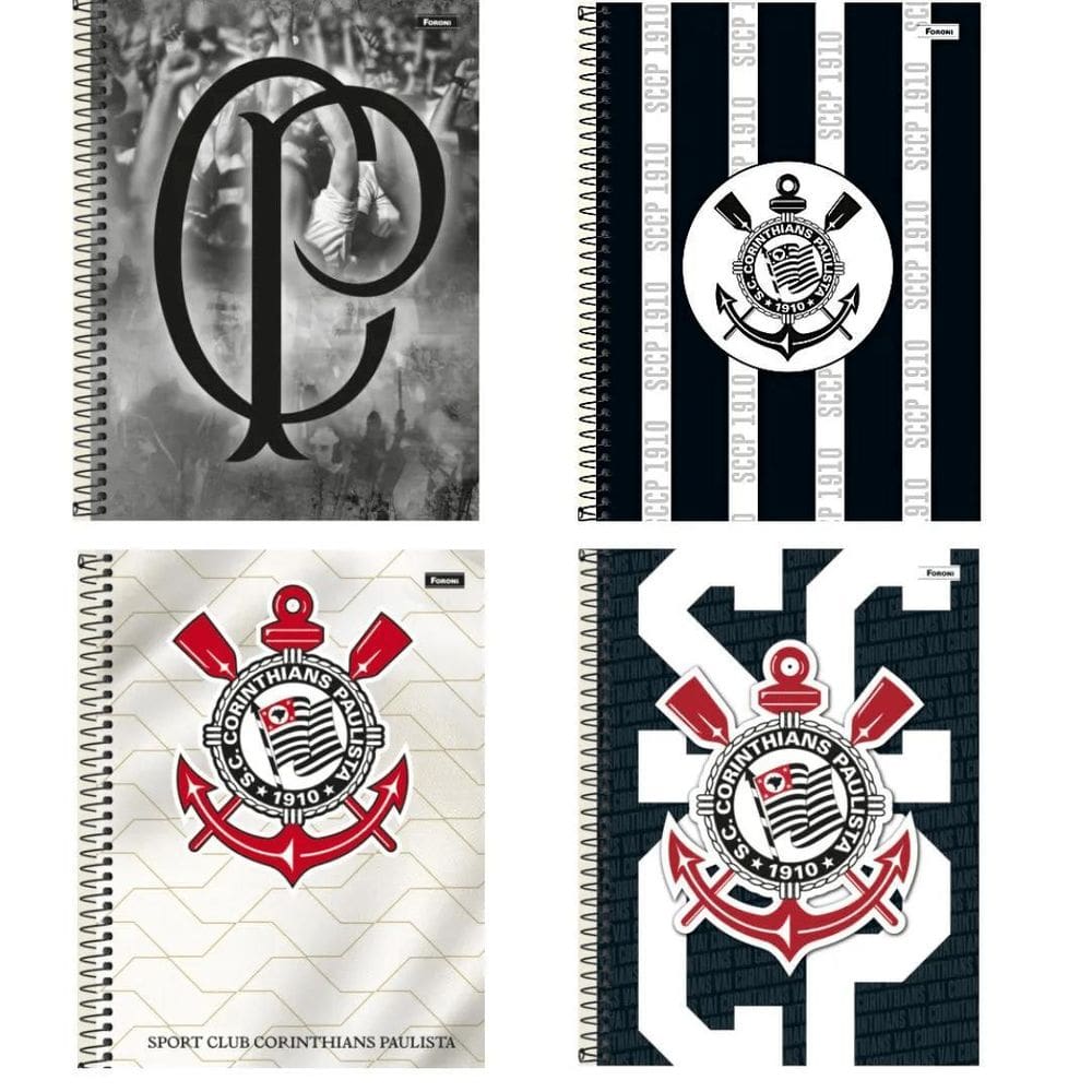 Kit 2 Cadernos Capa Dura 1 Matéria Corinthians