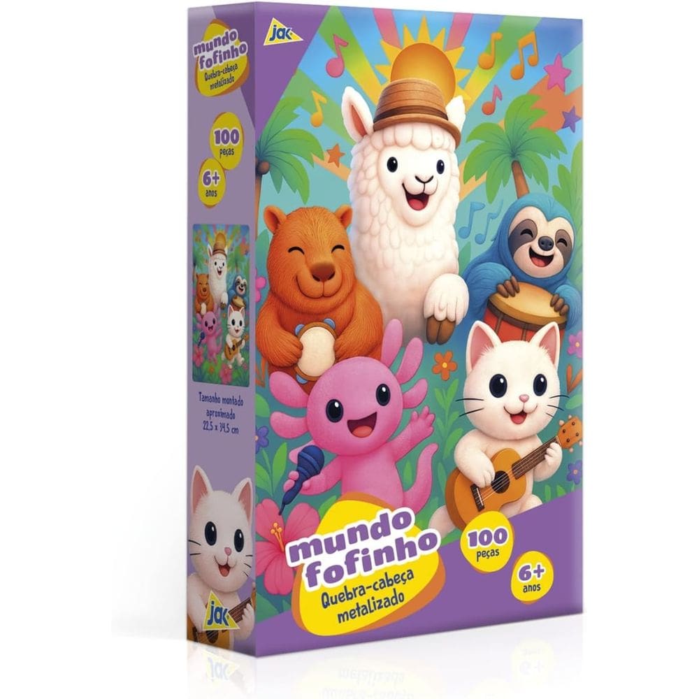Quebra-Cabeça Mundo Fofinho Metalizado - 100 Peças - Jak