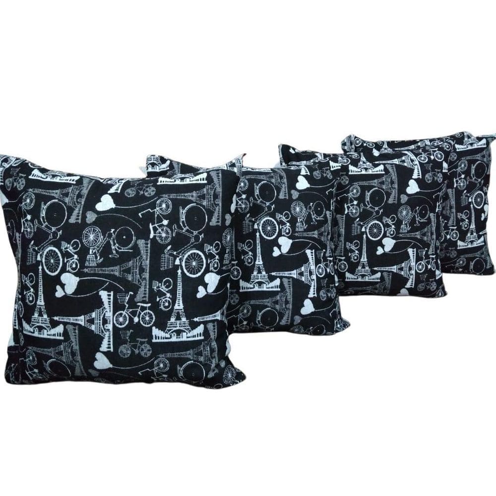 Kit Capa Para Almofada Paris Jacquard Preto 4 Peças