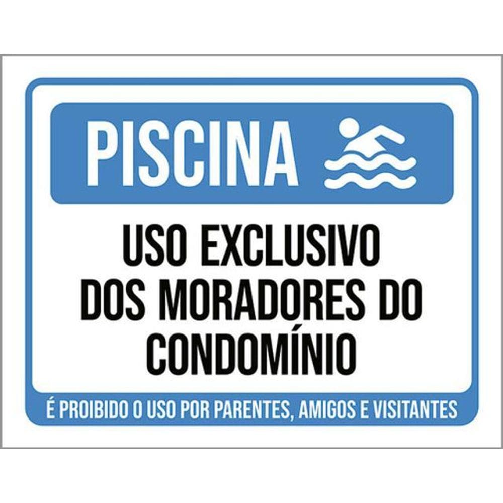 Kit 3 Placas Piscina Proibido Parentes Amigos 36X46