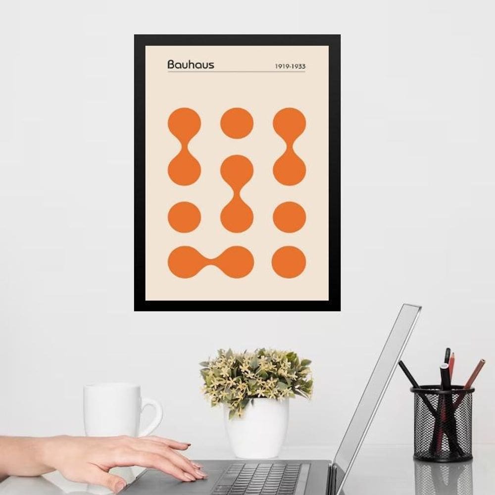 Quadro Bauhaus Orange Poster - Circles Drops 45X34Cm
