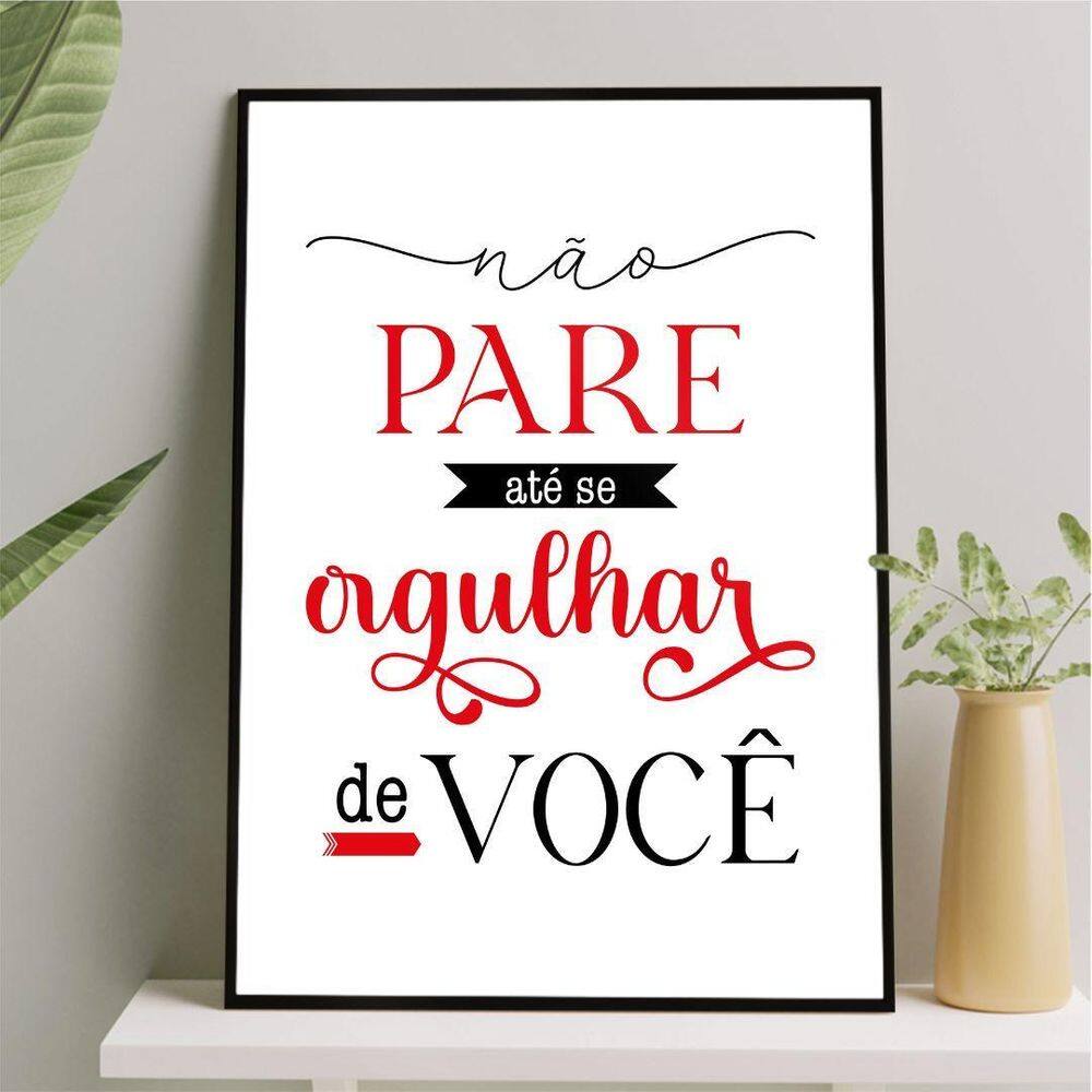 Quadro Não Pare Até Ter Orgulho De Você 33X24Cm