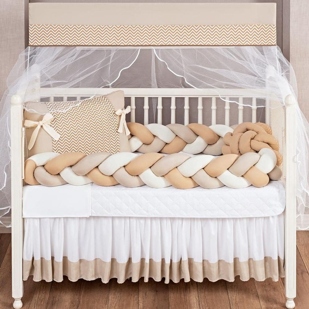 Kit Jogo De Berço Americano Trançado 11Pçs Edredom E Saia