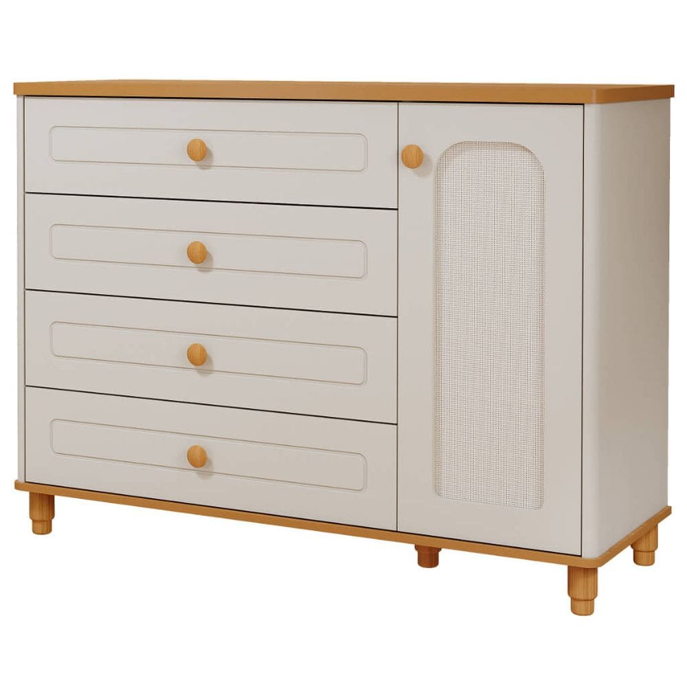 Cômoda Bebe Permobili Alfalar Retro 04 gavetas 01 porta MDF