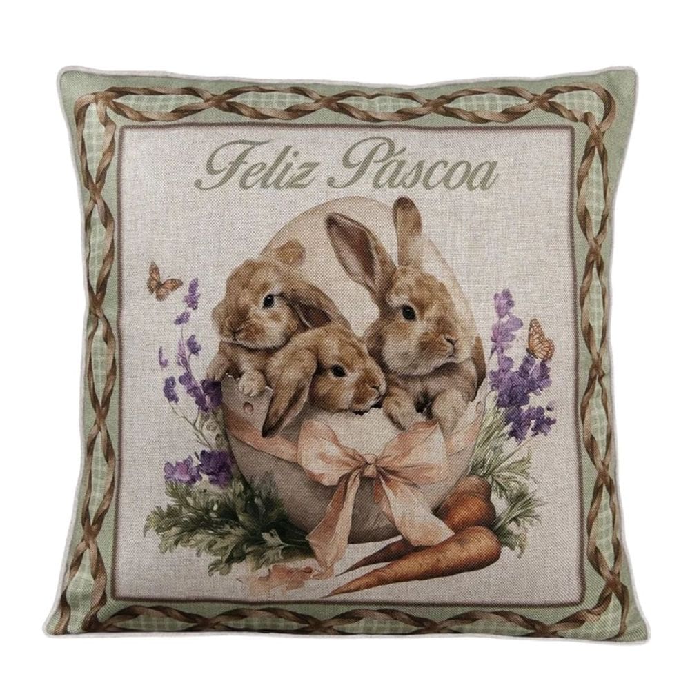 Almofada De Páscoa Rustic Line Família Coelho 499172 40cm