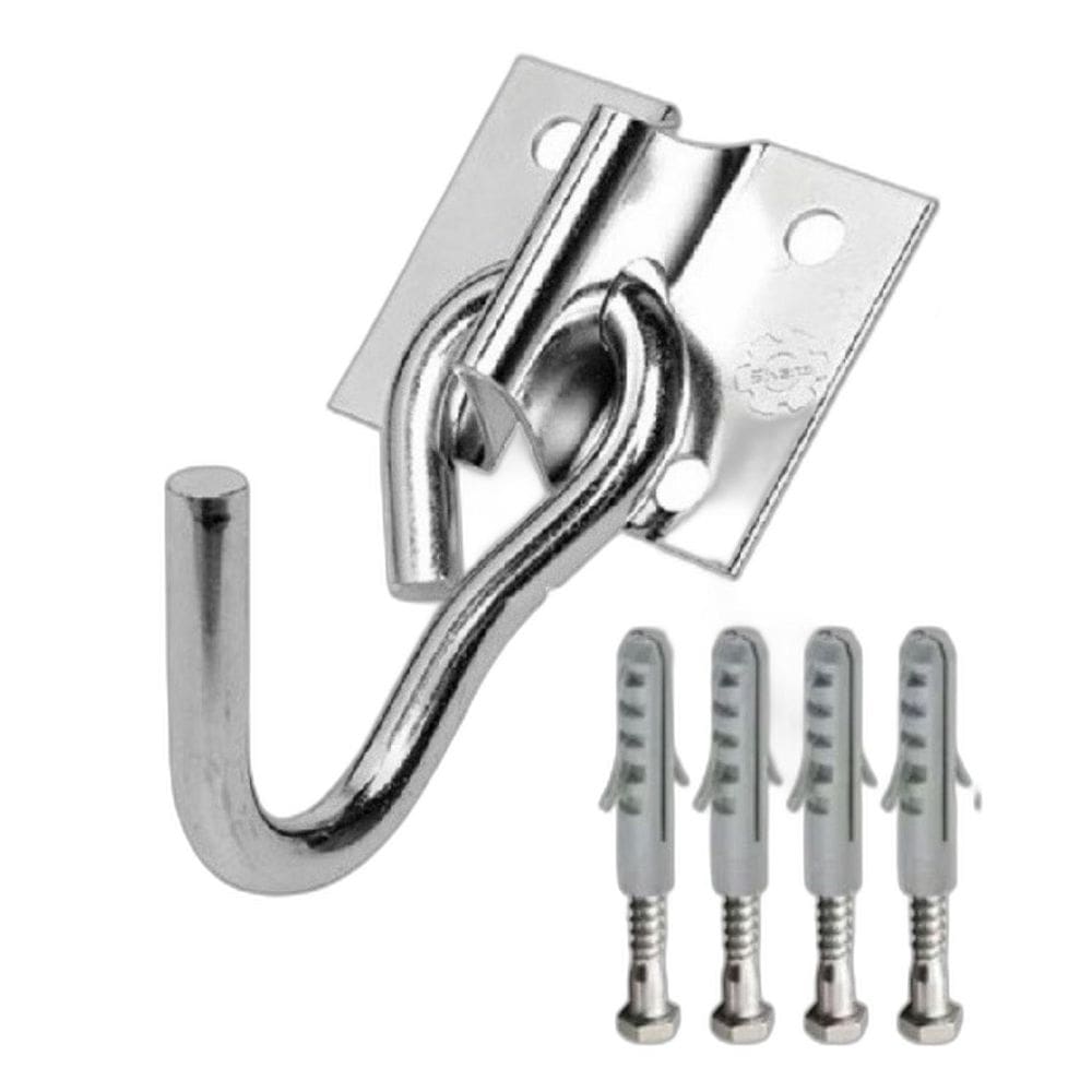 Kit Gancho De Rede Reforçado Aço Com Parafusos E Bucha