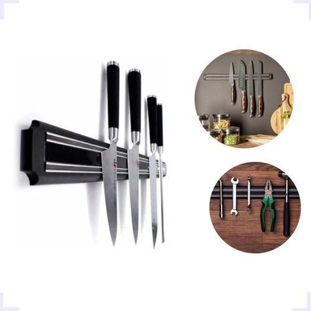 Barra Magnética Imã Suporte Facas - Vermelho - 38X4,8Cm