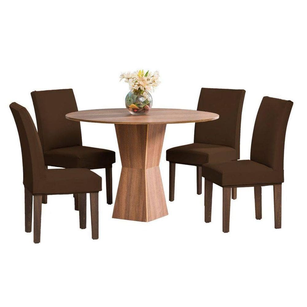 Capa De Cadeira Jantar 6 Peças Marron Com Elastico Malha Gel