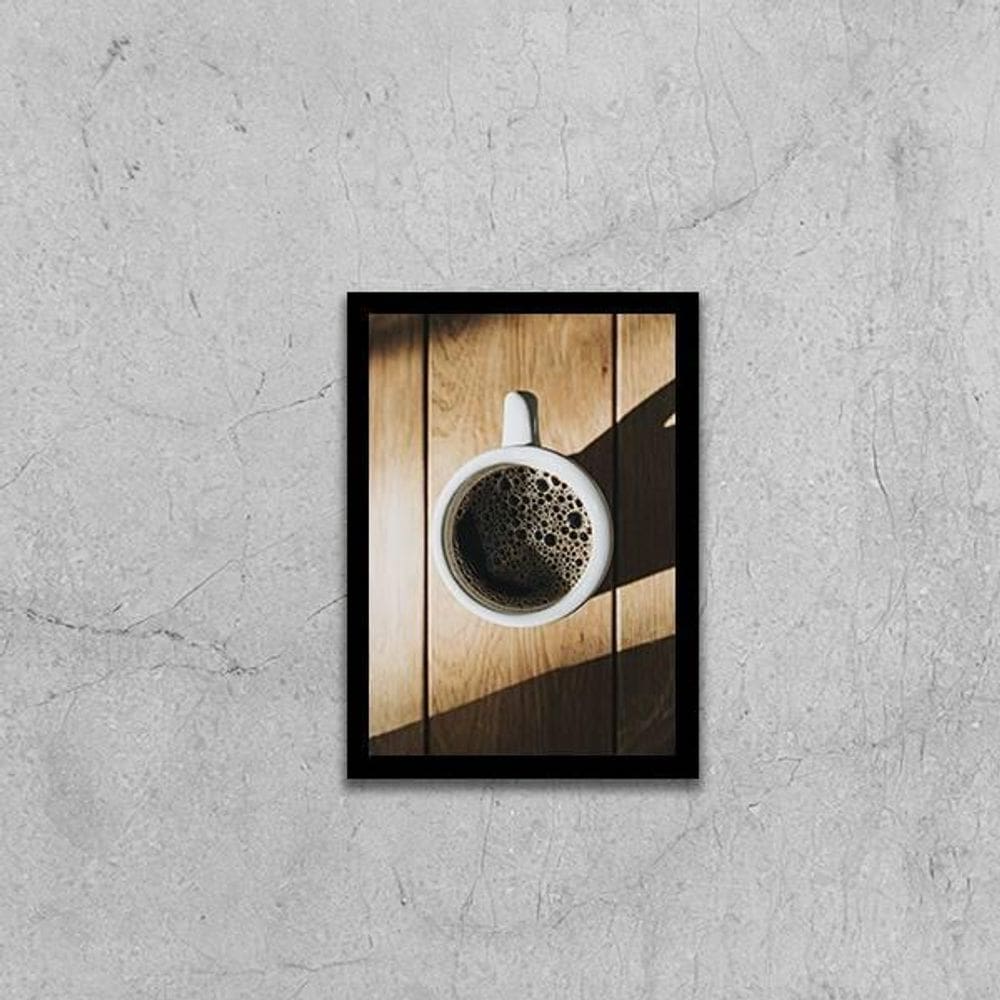 Quadro Fotografia Caneca De Café 45X34Cm Com Vidro Preta