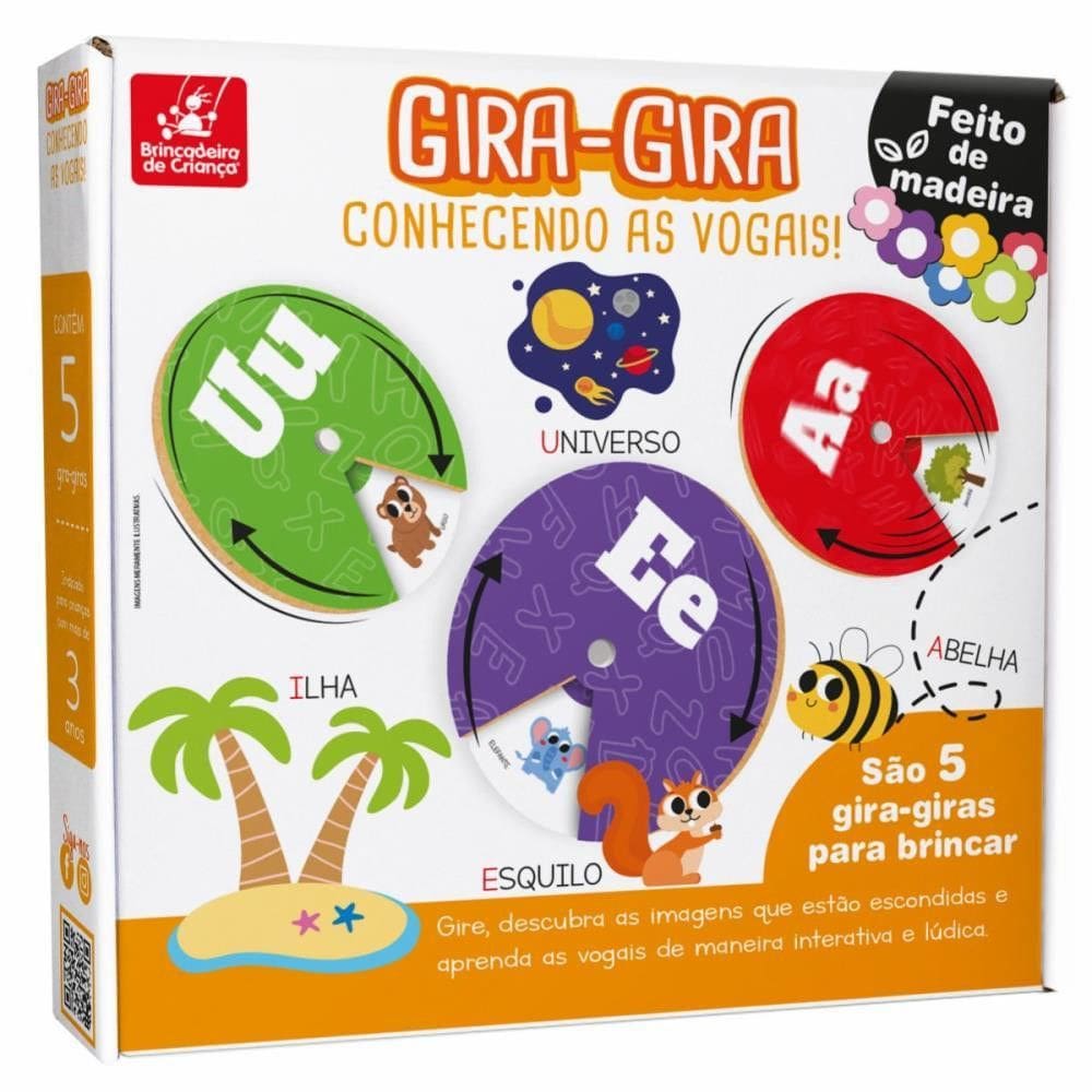Jogo Educativo Gira-Gira Conhecendo Vogais - Brincadeira de Criança