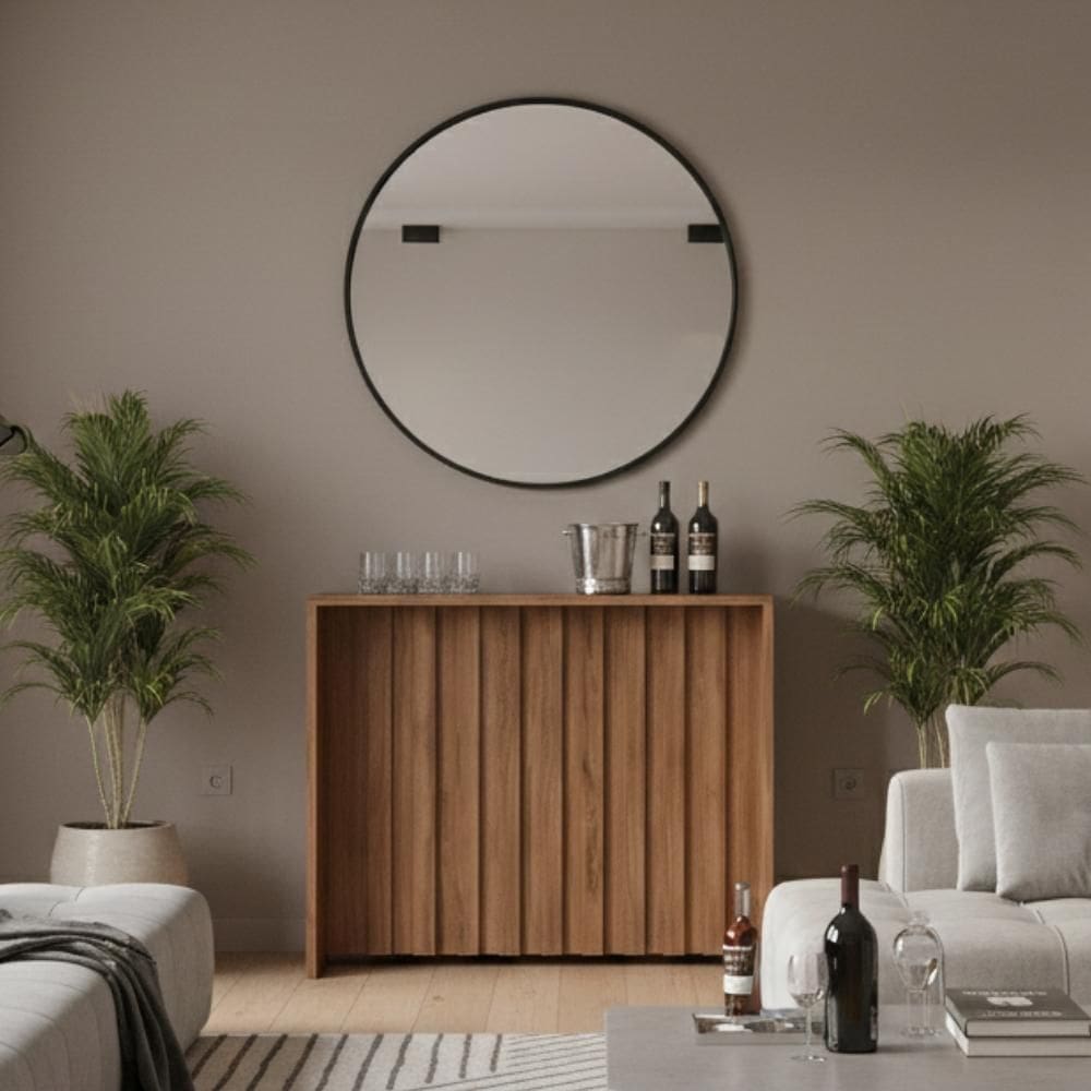 Balcão Aparador Ripado Milla Nogal Carraro